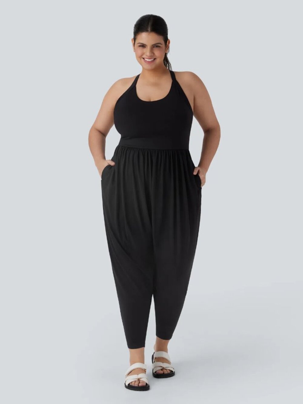 Halara 3X Black Harem Casual Plus Size Jumpsuit Easy Peezy 50% off Retail